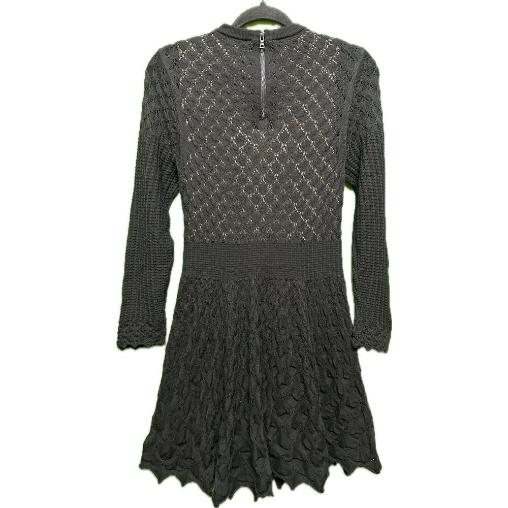 ALICE + OLIVIA Gin Pointelle Lace Wool Blend Mini Black Dress Size medium - Picture 14 of 16